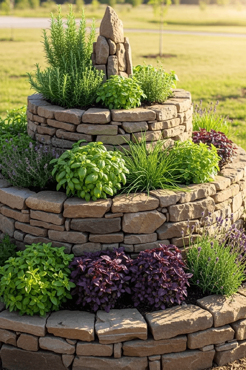 A spiral stone garden, where you plant the herbs by its exposure needs.