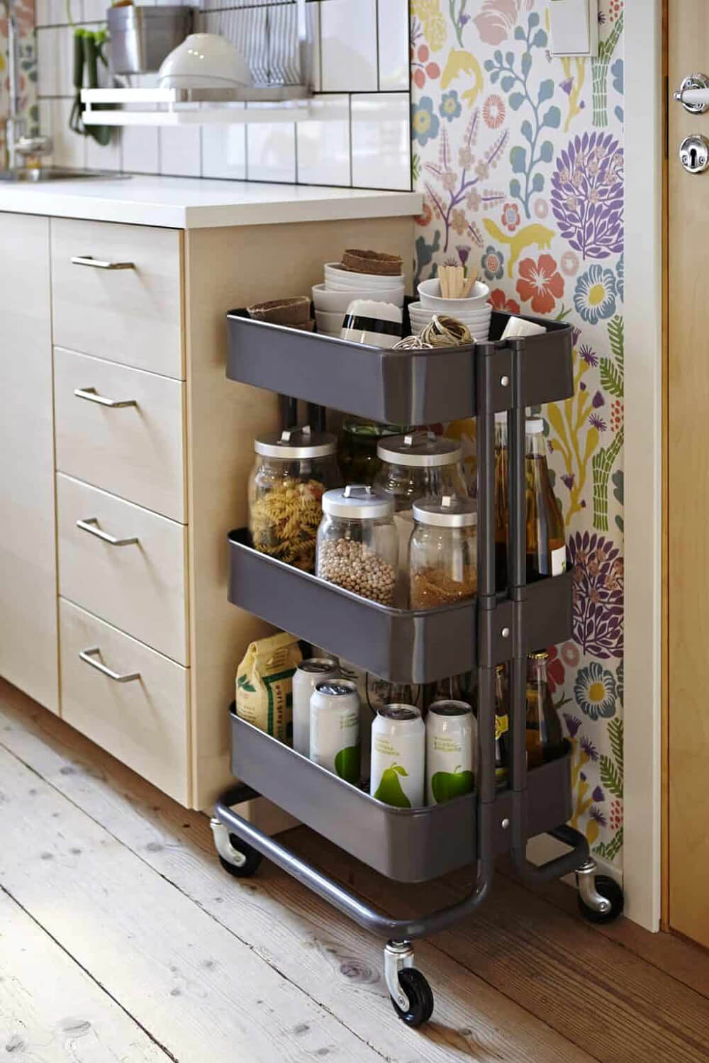 Storage space for things in a kitchen.
