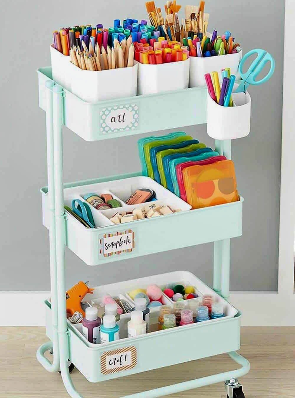 Rolling cart ideas for every room include those for crafts and DIYs.