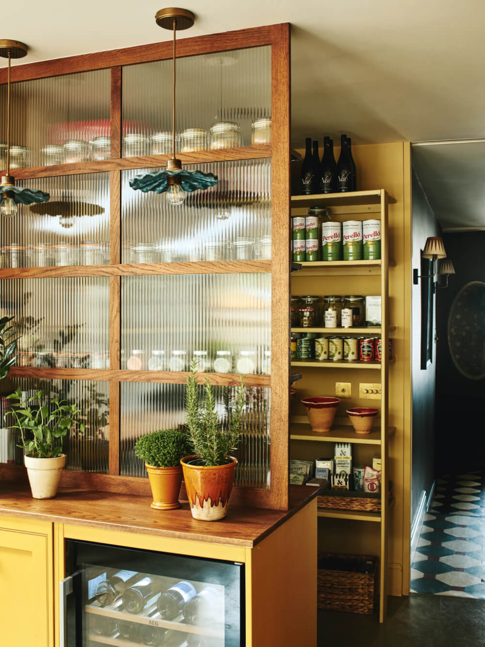 A pantry created in a section of one room.