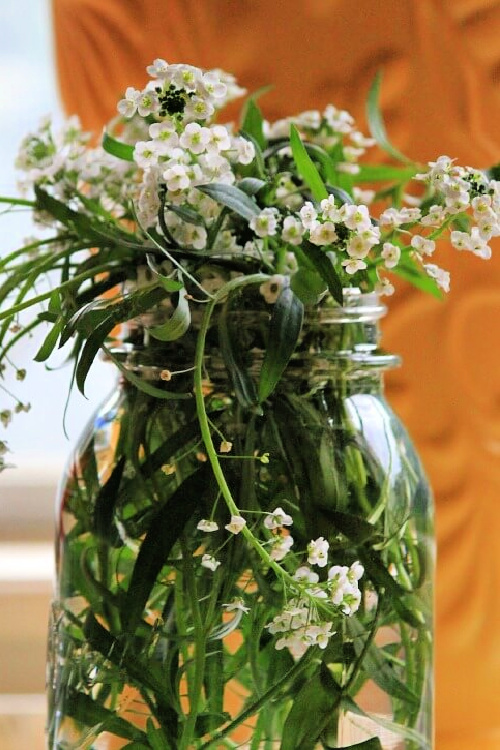 Vintage jars can hold a bouquet of flowers.