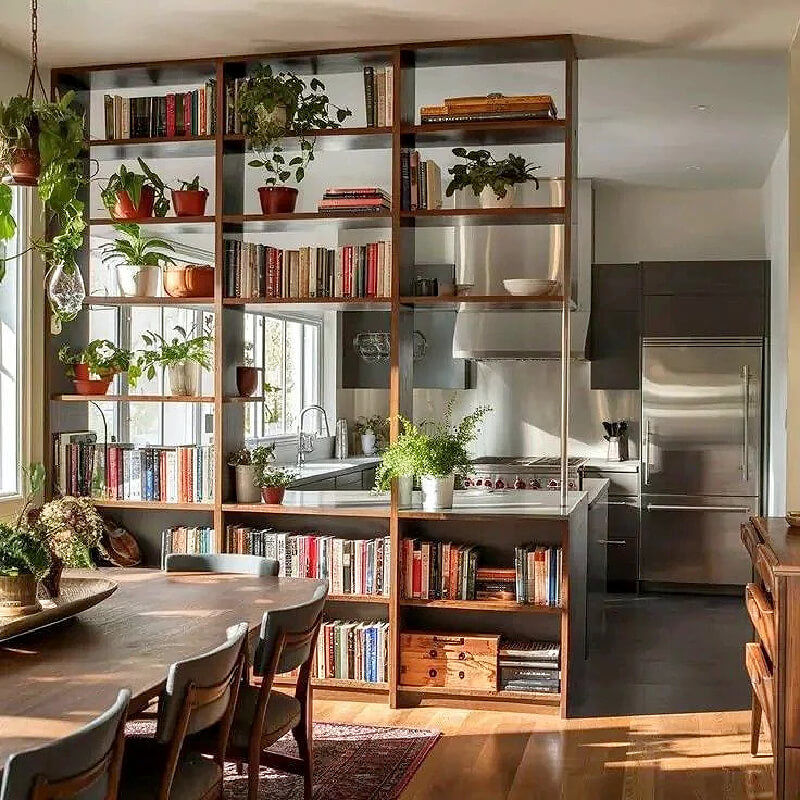 Partition between kitchen and dining area.
