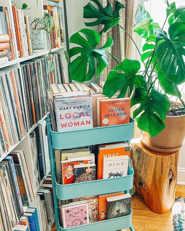 Rolling cart ideas for every room, and this one is for book storage.