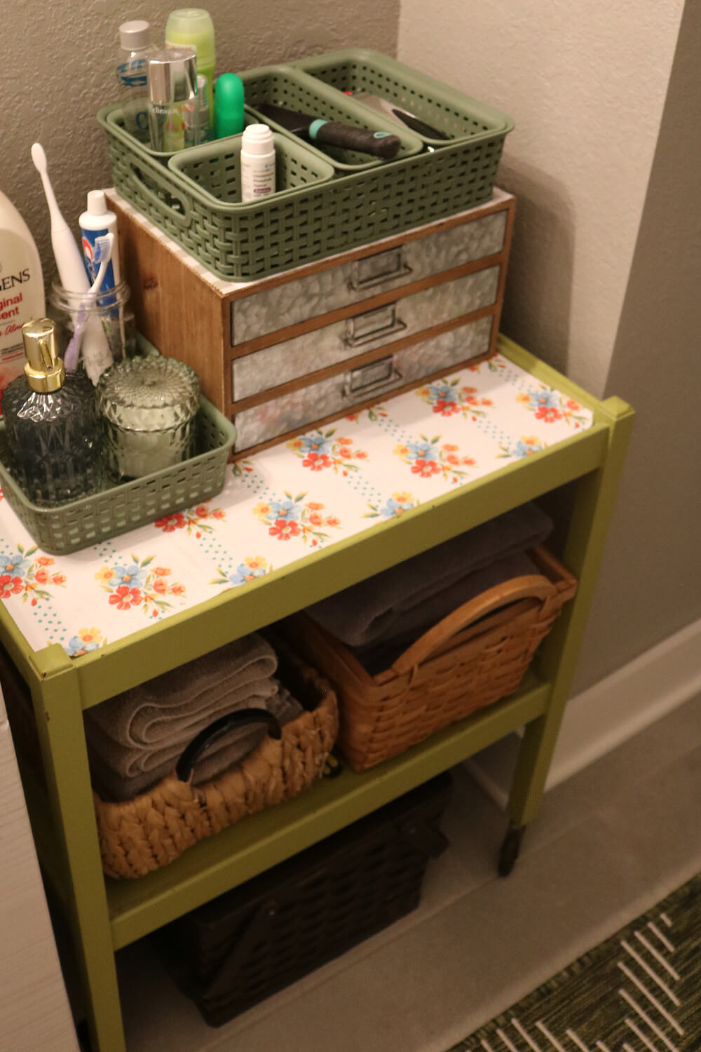 Everyday habits that keep a home tidy include using baskets for storage.