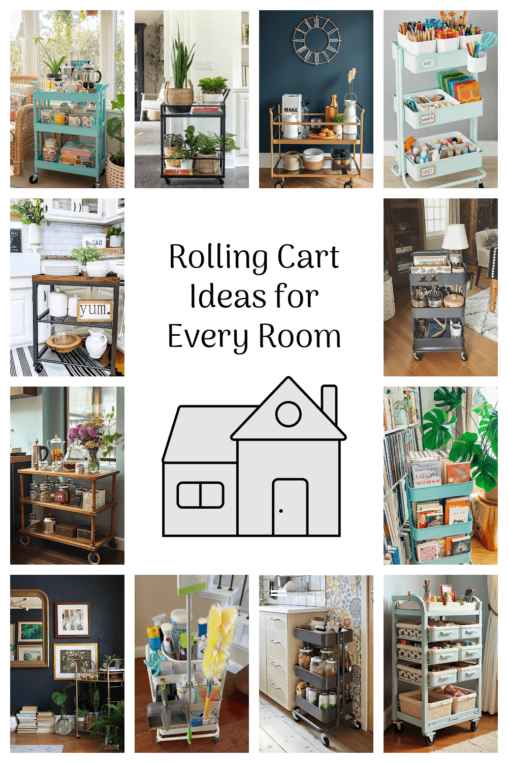 Rolling cart ideas for every room includes in garages too.