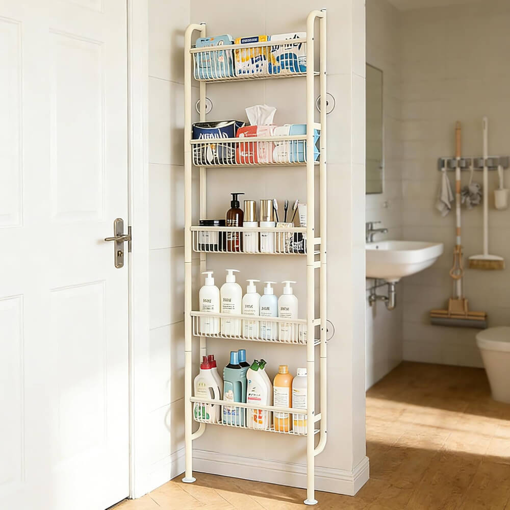 Vertical Living: Use Your Walls Wisely like using the space behind doors for storage.