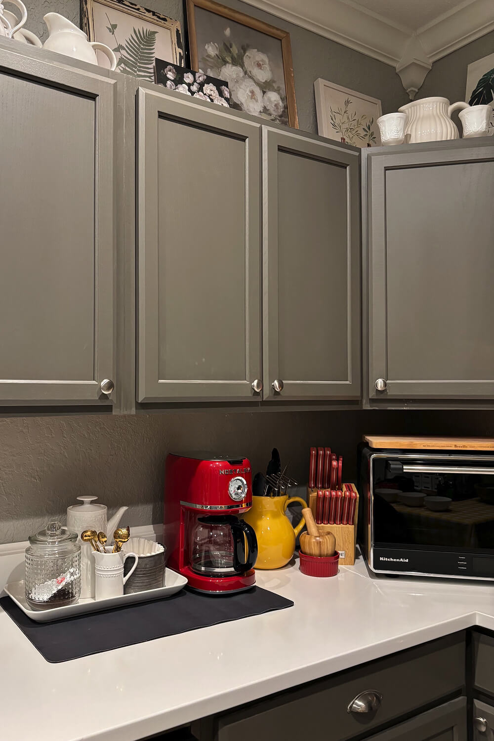 Simple ways to add yellow to your kitchen with a few small items and sprinkled in.
