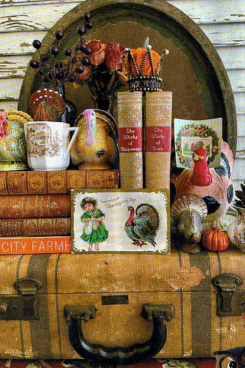 A fall or Thanksgiving vignette.