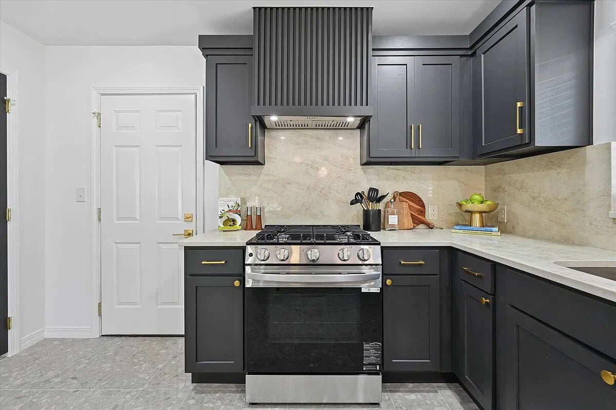 The hoarder house has been transformed, and this is the new renovated kitchen.