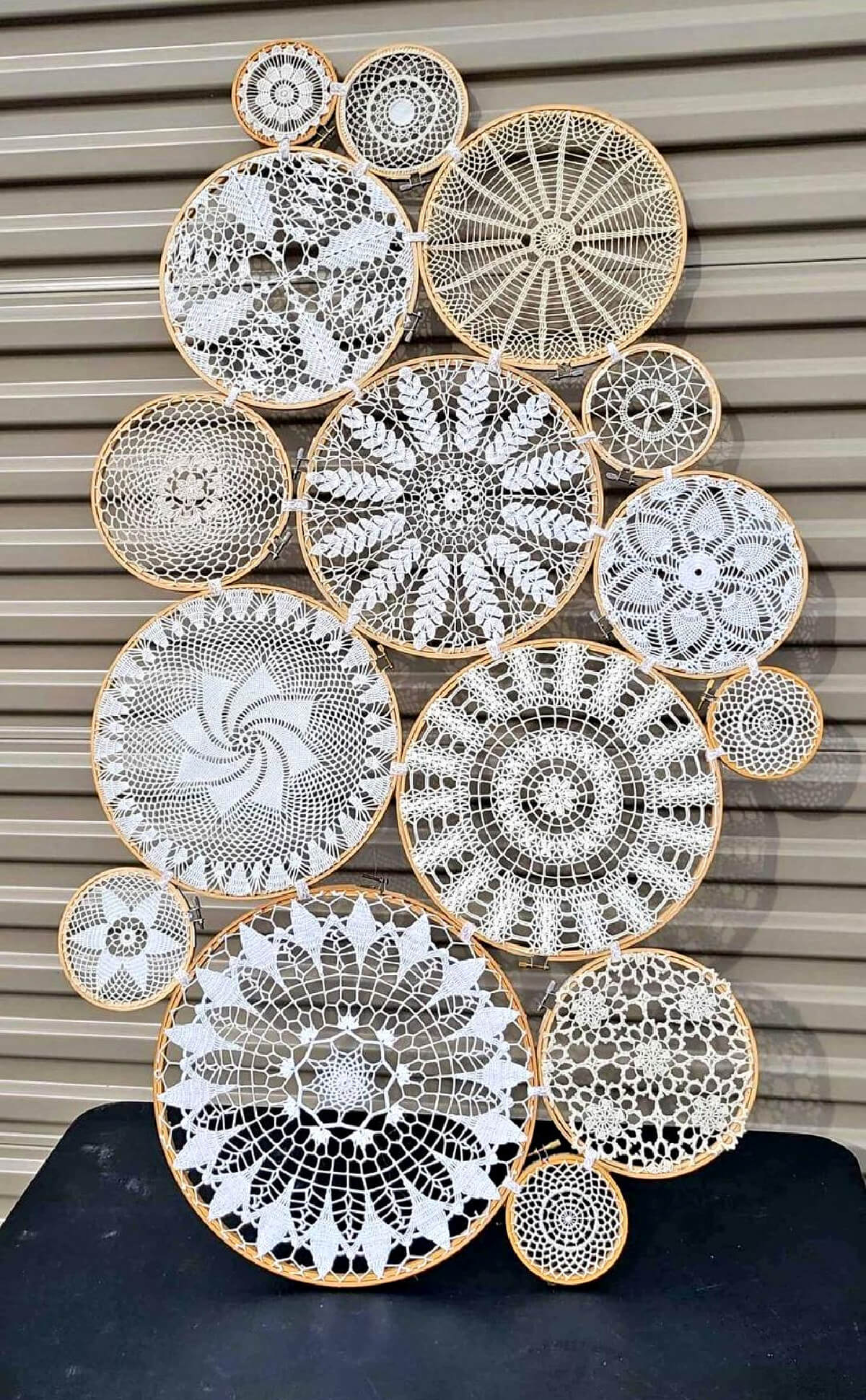 A group of embroidery hoop artwork.