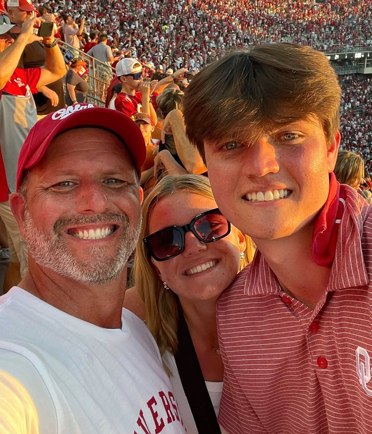 Jeremy, Marley, and Riley at the OU/Texas game in Austin.
