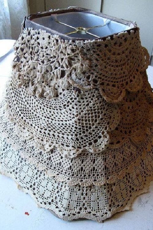 Covering a lampshade.