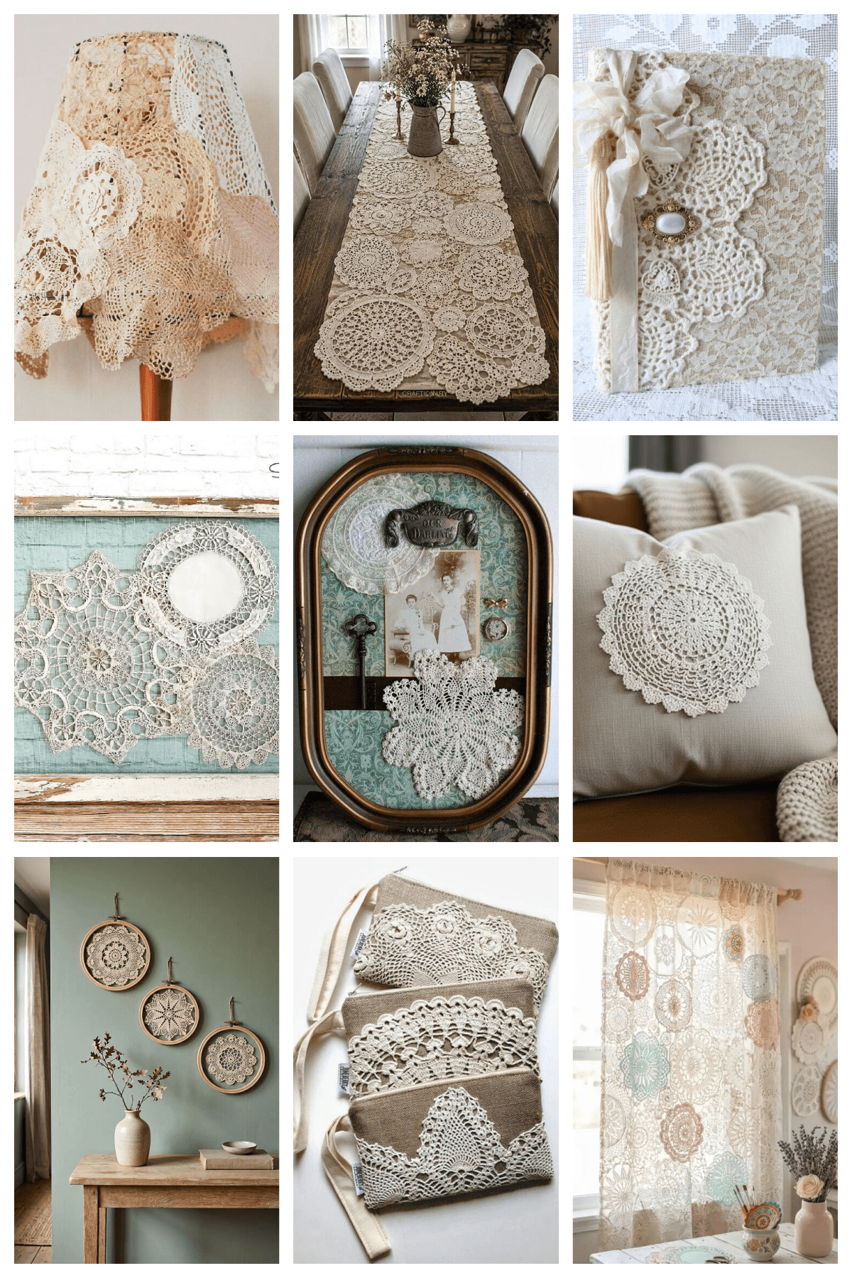 Clever DIYs with crocheted doilies graphic.